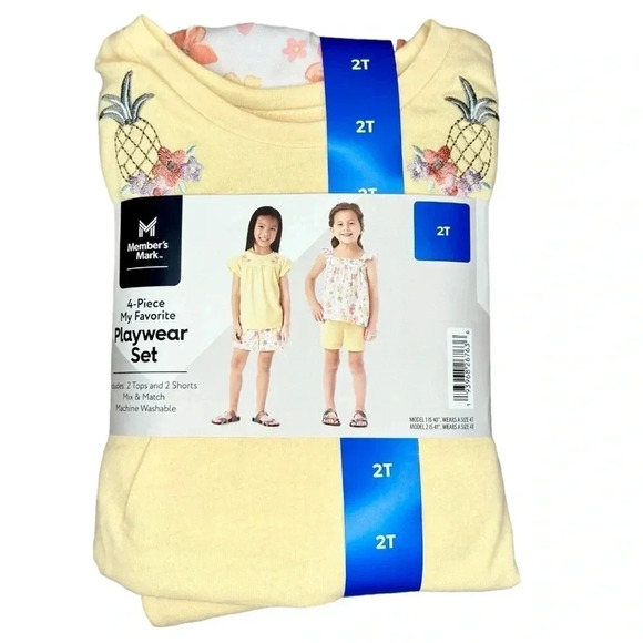 Girls 4 Piece Playwear Set 2 Shorts & 2 Tops - Picture 1 of 6